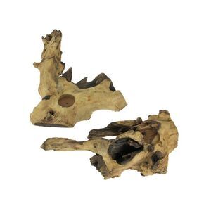 Set of 2 Natural Gamal Root Wood Single Tealight Candle Holders